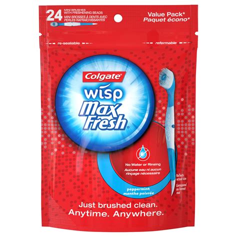 Colgate Max Fresh Wisp Disposable Mini Travel Toothbrush Peppermint Sugar Free | eBay