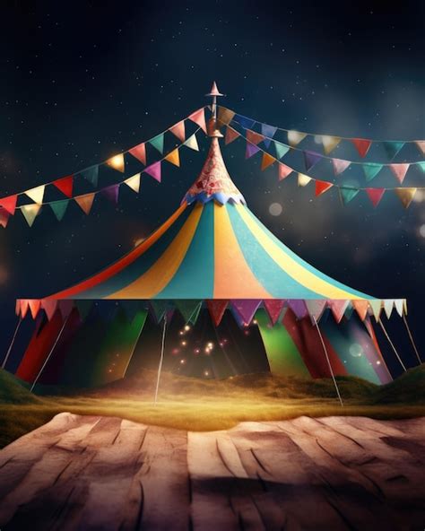 Premium AI Image | A circus tent with a banner in Night Lights Generative AI