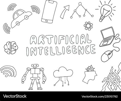 Ai artificial intelligence doodle with technology Vector Image