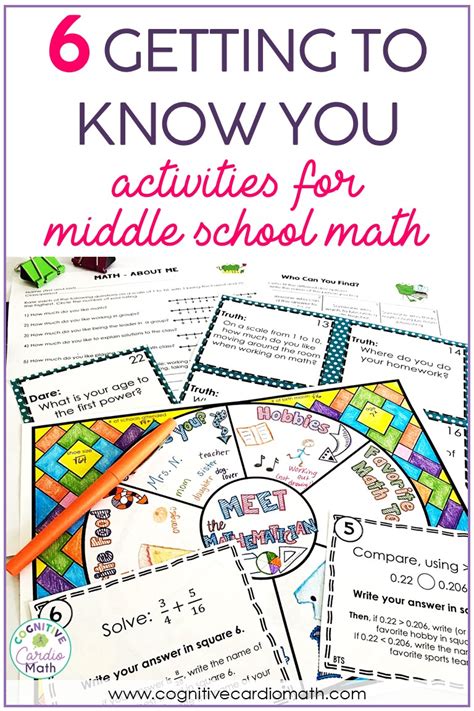 Getting to Know You Activities for Middle School Math - Cognitive Cardio Math