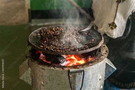 Roasting of coffee beans Stock Photo | Adobe Stock