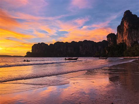 A ridiculous sunset over Railay Beach, Thailand. One of the most beautiful places I've ever been ...