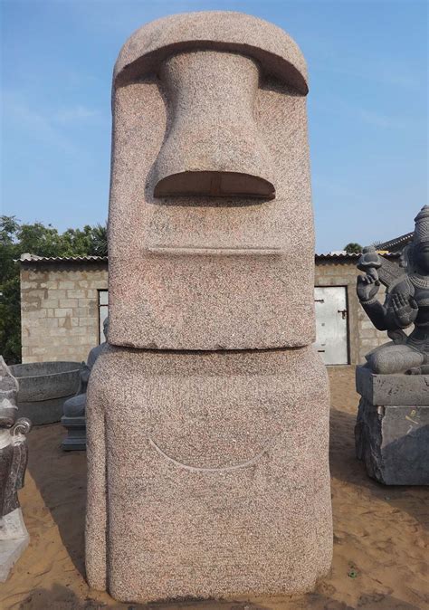 Huge Moai Easter Island Statue, Hand Carved from one block of stone