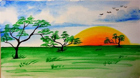 Watercolor Scenery Painting at GetDrawings | Free download