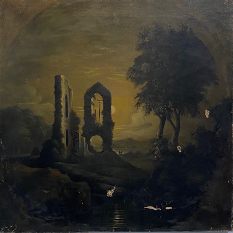 Gothic Oil Painting of Haunting Ruins | 19th Century Regionalist Art – Mad Van Antiques