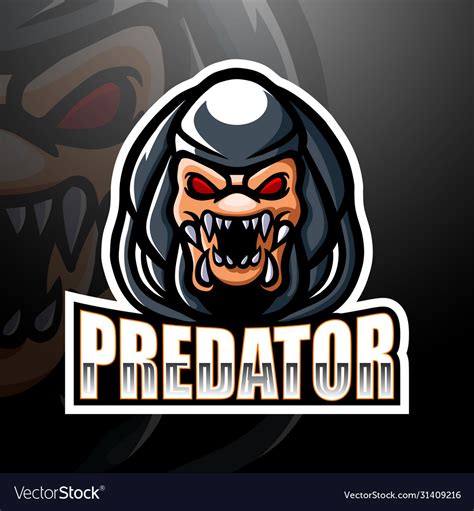 Predator mascot esport logo design Royalty Free Vector Image