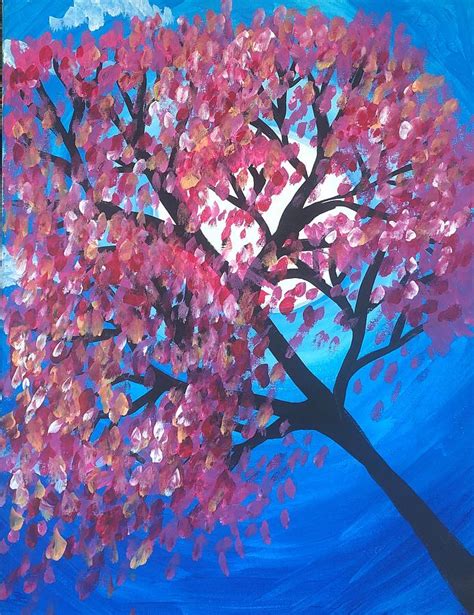 Cherry Blossom Moon Painting by Teo Dora - Fine Art America