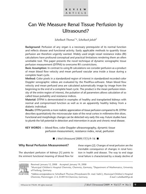 (PDF) Can We Measure Renal Tissue Perfusion by Ultrasound?