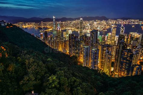 Hong Kong Night View Seen from Victoria Peak Stock Image - Image of ...