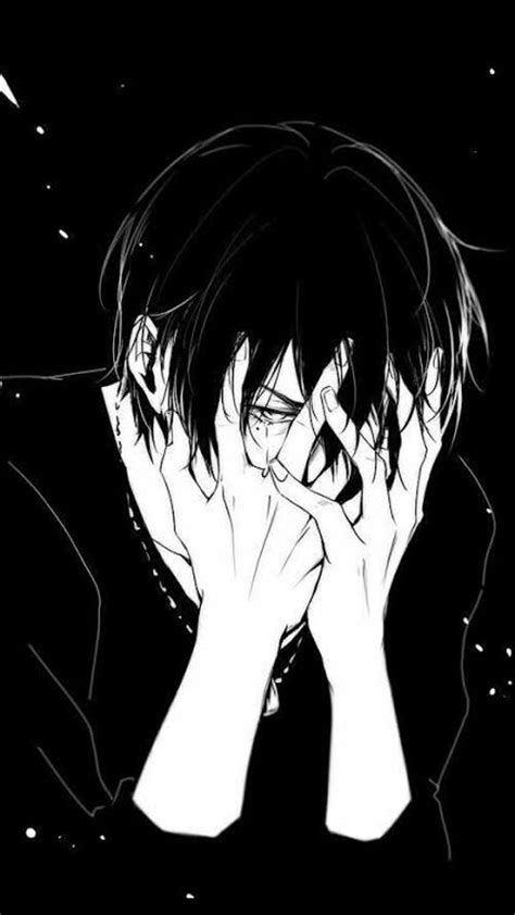 Anime Boy Sad Black Wallpaper