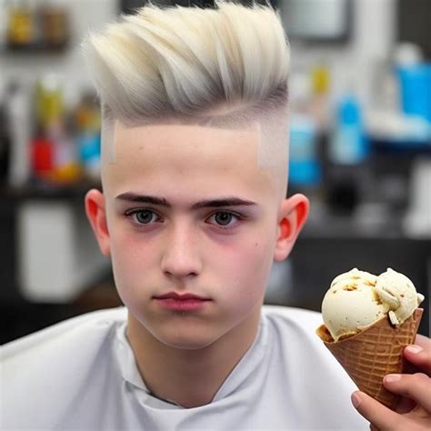 A guy with a ice cream hair cut