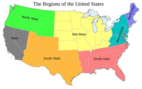 5 Regions Map Printable