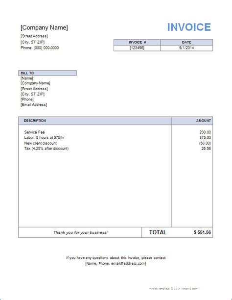 Invoice Template for Word - Free Basic Invoice