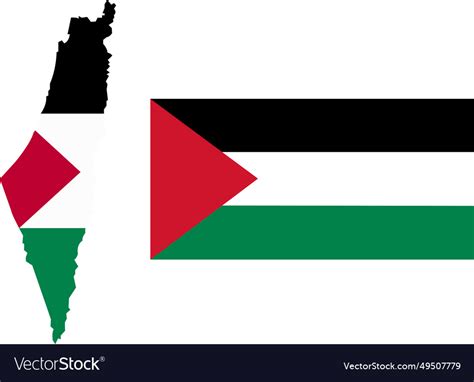 High detailed map with national flag palestine Vector Image