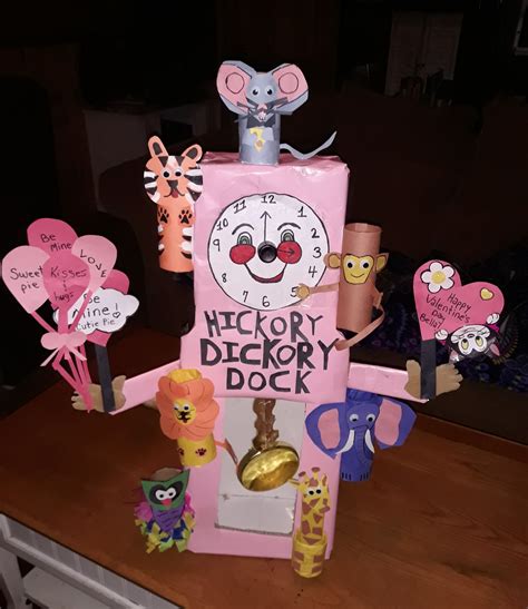 Hickory dickory dock clock. Made from shoeboxes and toliet paper rolls ...