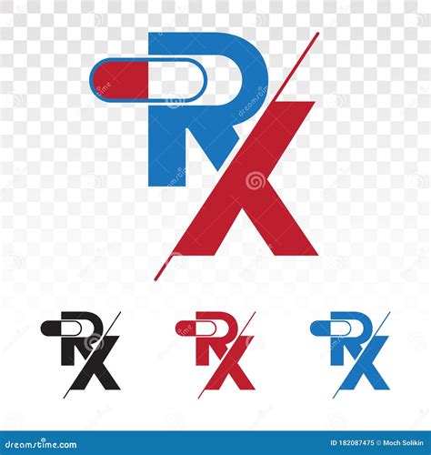 Rx Medical Pharmacy Medicine Flat Icons or Logo on a Transparent Background Stock Vector ...