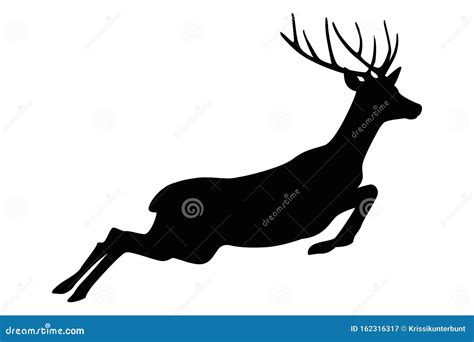 Jumping Deer Silhouette Isolated on White Background Stock Vector - Illustration of cartoon ...