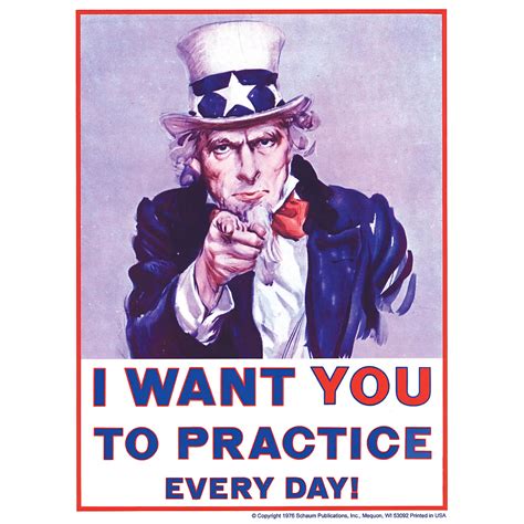 SCHAUM Uncle Sam Poster (I Want You to Practice Every Day) Educational ...