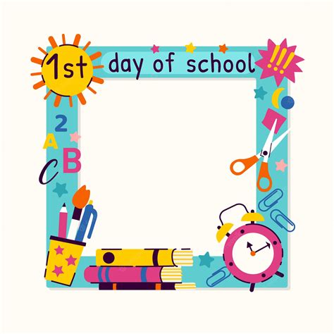 Premium Vector | Flat design first day of school frame