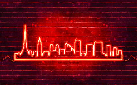 Download wallpapers Tokyo red neon silhouette, 4k, red neon lights, Tokyo skyline silhouette ...