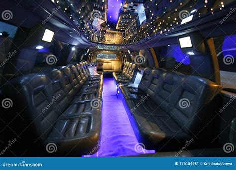 Interior of a Modern Stylish Car the Back of the Limo Stock Image - Image of designed, glasses ...