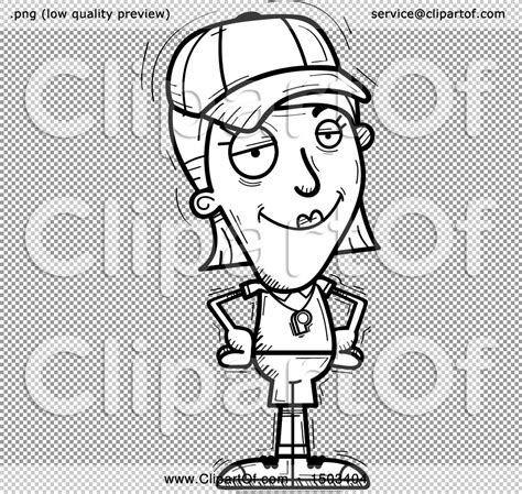 Clipart of a Black and White Confident White Female Coach - Royalty Free Vector Illustration by ...