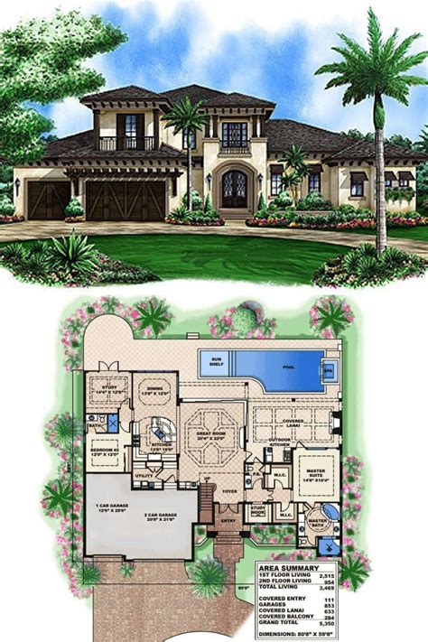 4-Bedroom Two-Story Spanish Home with Balconies (Floor Plan) | Luxury ...