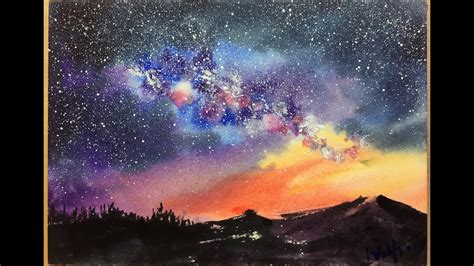 19+ Night Sky Galaxy Watercolor Painting Background - Paint