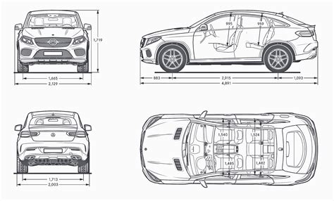 Mercedes-Benz GLE-Class AMG 43 2017 Blueprint - Download free blueprint for 3D modeling