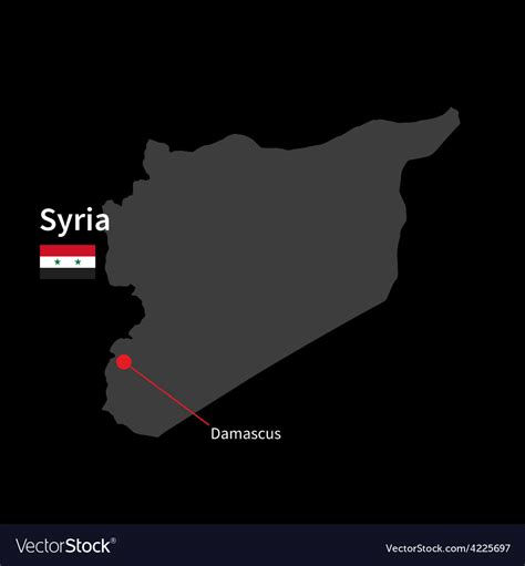 Detailed map of syria and capital city damascus Vector Image