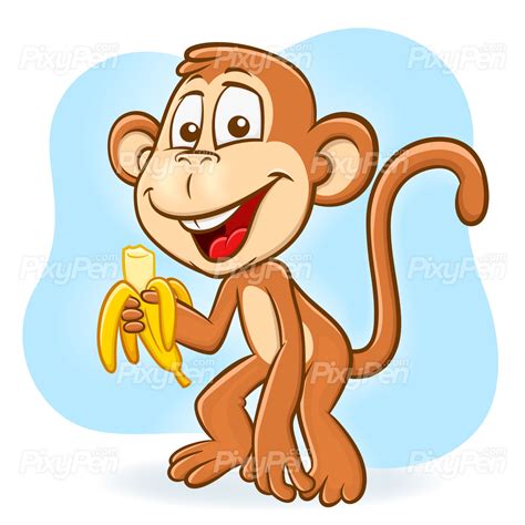 Cartoon Monkey With Banana