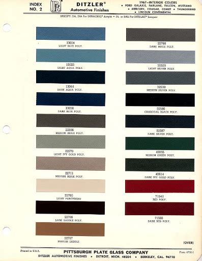 1967 Mustang Color Information