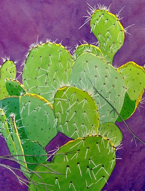 Prickly Pear Cacti Painting by Mary Beth Dolan