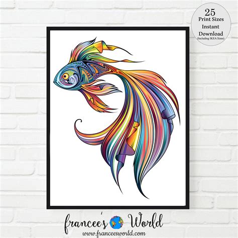 Fish Print Colorful Fish Fish Art Beta Fish PRINTABLE - Etsy