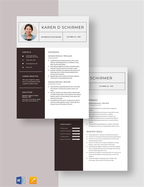 Automotive Electrician Resume in Pages, Word - Download | Template.net