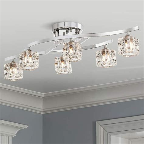 Possini Euro Crystal Cube and Chrome Ceiling Light - #R8613 | Lamps ...