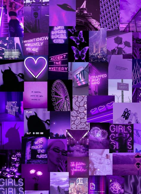 Neon Purple Aesthetic Collage Kit 6x4 and 4x4 Inches Pack of - Etsy Israel