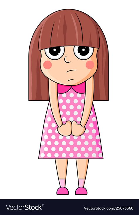 Cute cartoon girl with sad emotions Royalty Free Vector