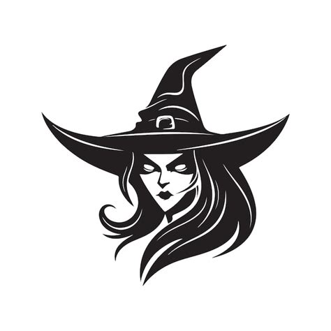 Premium Vector | Simple spooky witch vintage logo line art concept ...