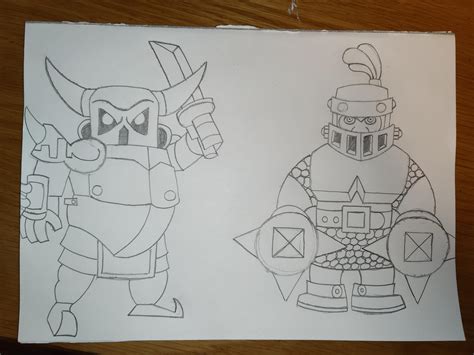 I drew mega knight and peakka I'm not the best at drawing. Thoughts ...