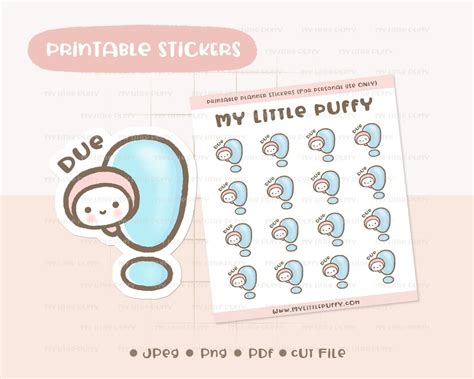 Cute Due Date Printable Planner Sticker/ Due Date Planner Sticker ...