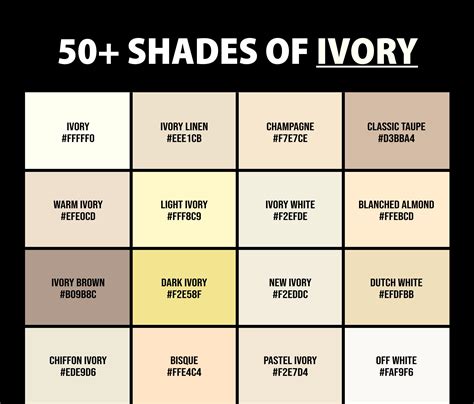 50+ Shades of Ivory Color: Names, HEX, RGB, & CMYK Codes