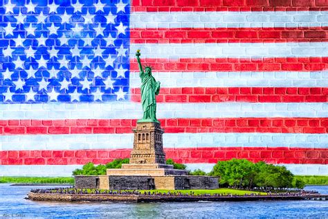 The Statue Of Liberty And The American Flag Photograph by Mark Tisdale - Pixels