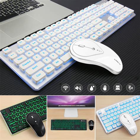 2.4G Wireless Keyboard and Mouse Combo,Backlit Glowing Keyboard Silent Gaming Mouse Combo for ...