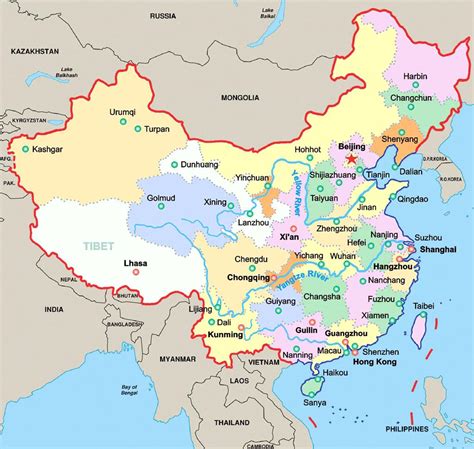 Map of China with major cities - China major cities map (Eastern Asia - Asia)