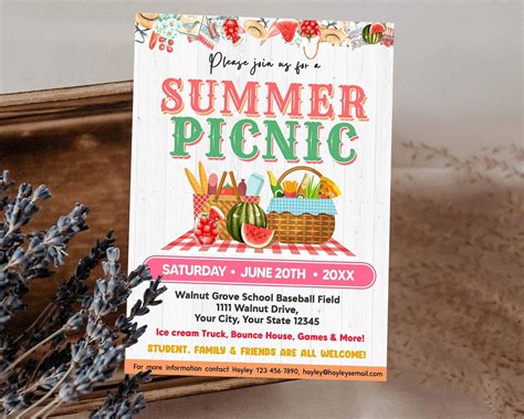 DIY Summer Picnic Invitation | Summer Picnic Party Bash Flyer Invite ...