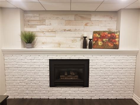 Faux White Brick Lightens Up a Basement Fireplace - Barron Designs