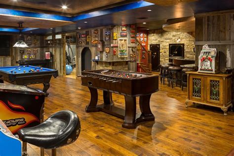 From basement to a rustic game room retreat complete with a unique foosball table, pool table ...