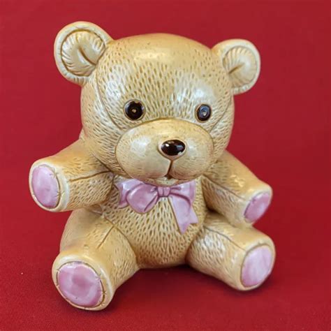 VINTAGE CERAMIC BROWN INARCO Stitched Teddy Bear Baby Nursery Planter £17.53 - PicClick UK