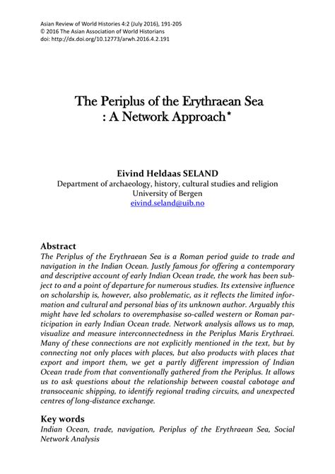 (PDF) The Periplus of the Erythraean Sea : A Network Approach